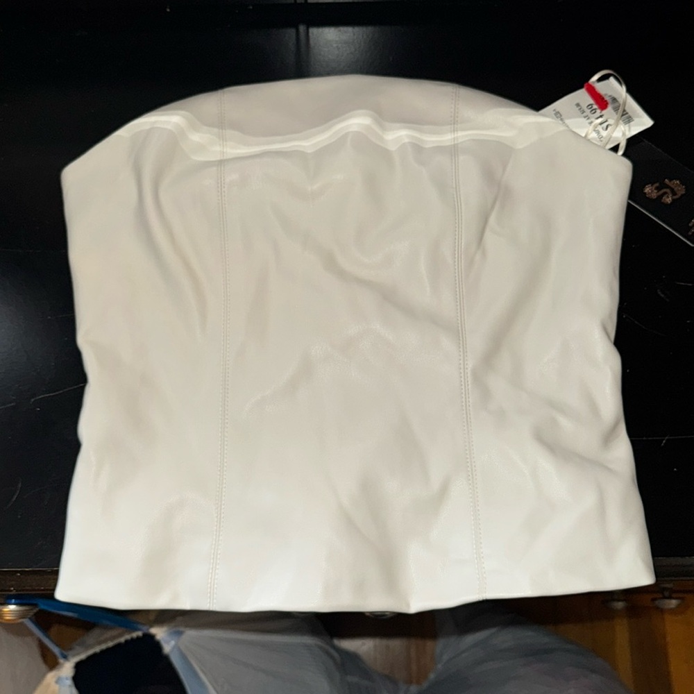 Cream Leather Zip Top